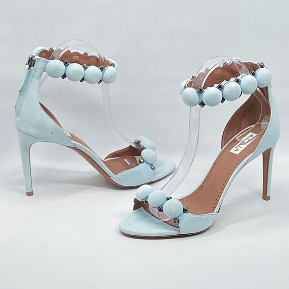 Alaia Bombe 90 Ankle-Strap Studded Suede Leather Sandals size 38 - Picture 11 of 15